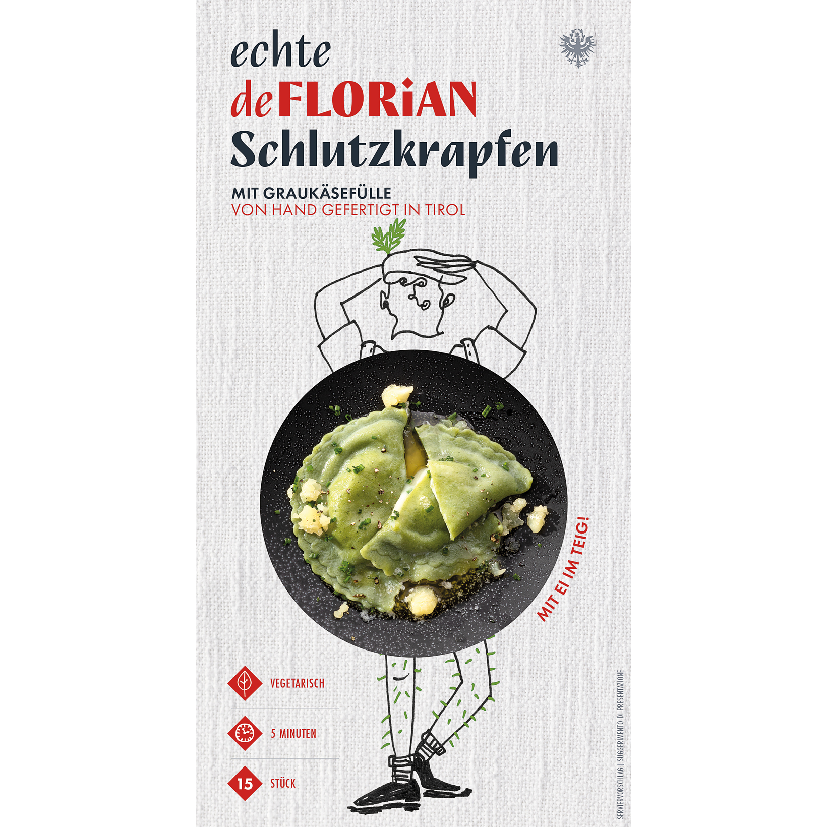 Schlutzkrapfen mit Graukäsefüllung