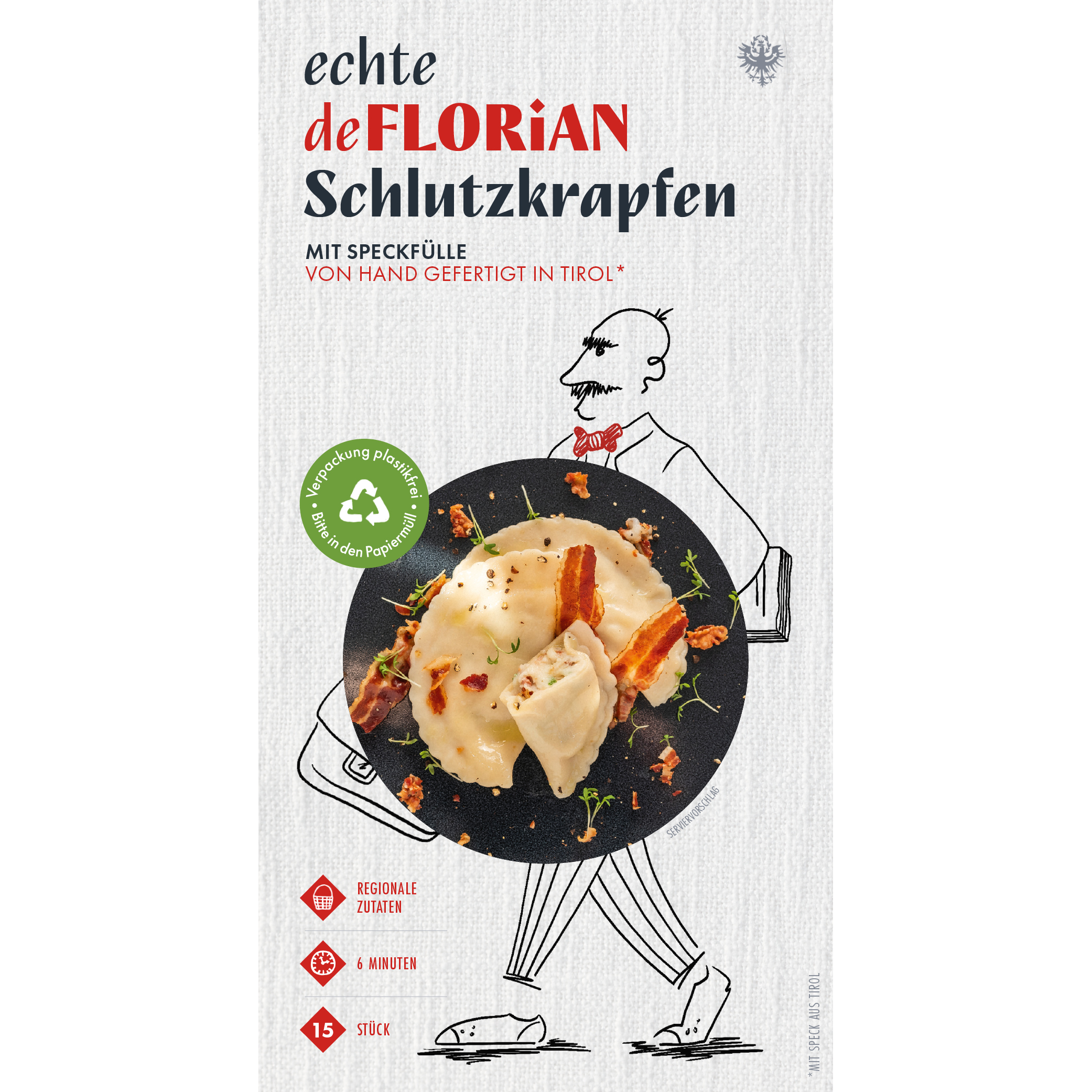 Schlutzkrapfen mit Speckfülle