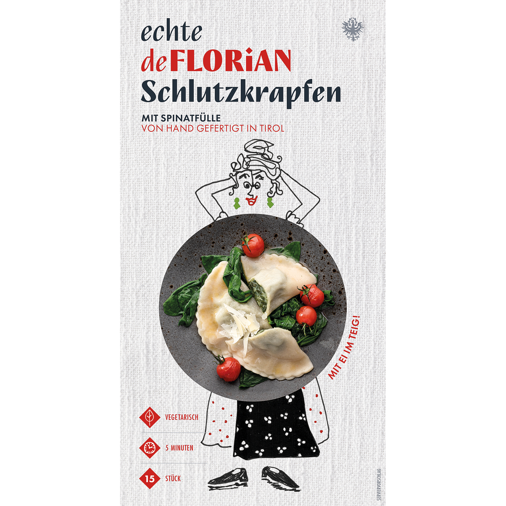 Schlutzkrapfen mit Spinatfülle